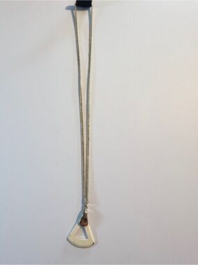 24” Vintage Triangle Shaped Necklace Cream Color & Cream Color Chain